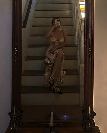 Vintage Champagne Lace House Dress