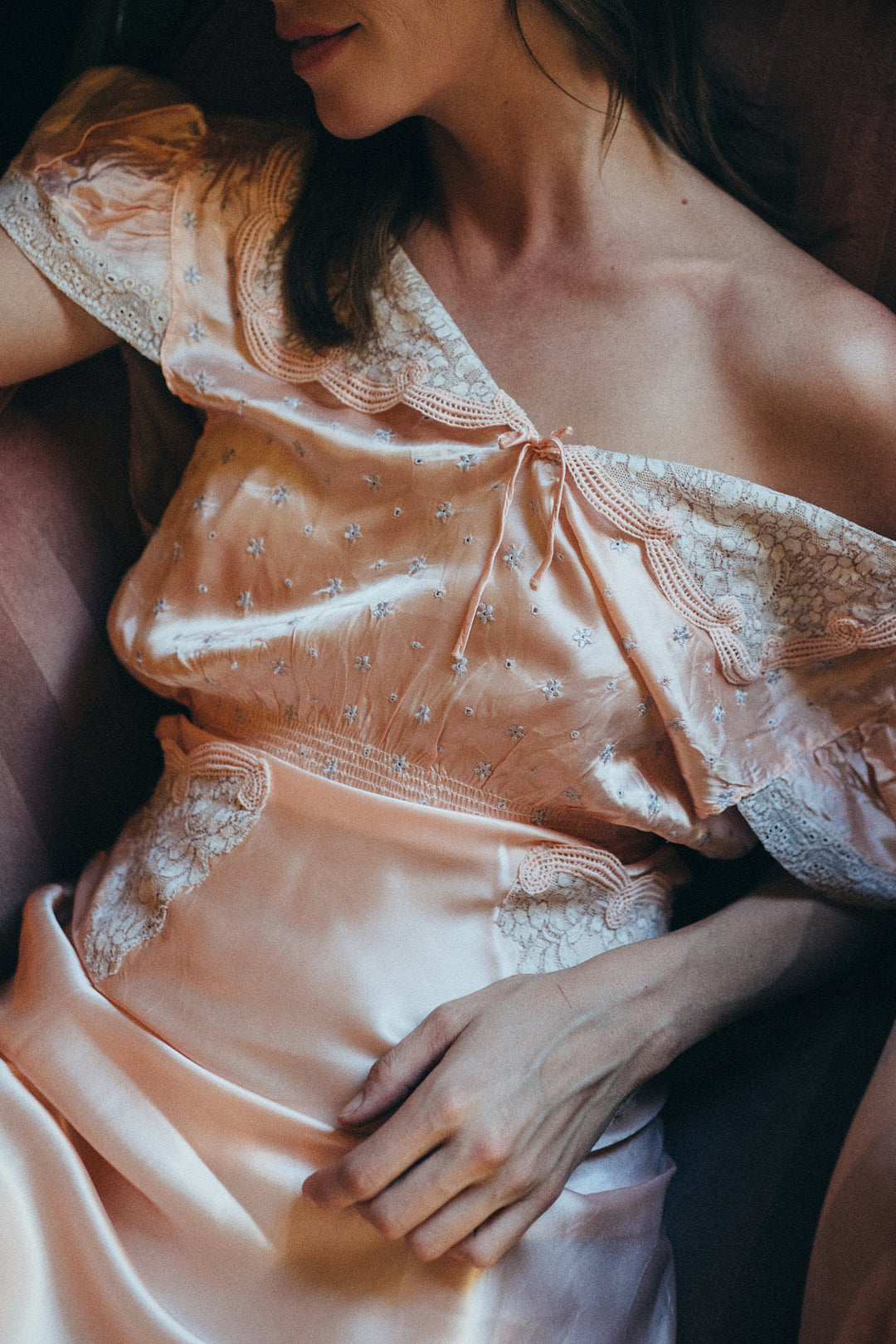 1930s Pink Blush Silk Satin Dress