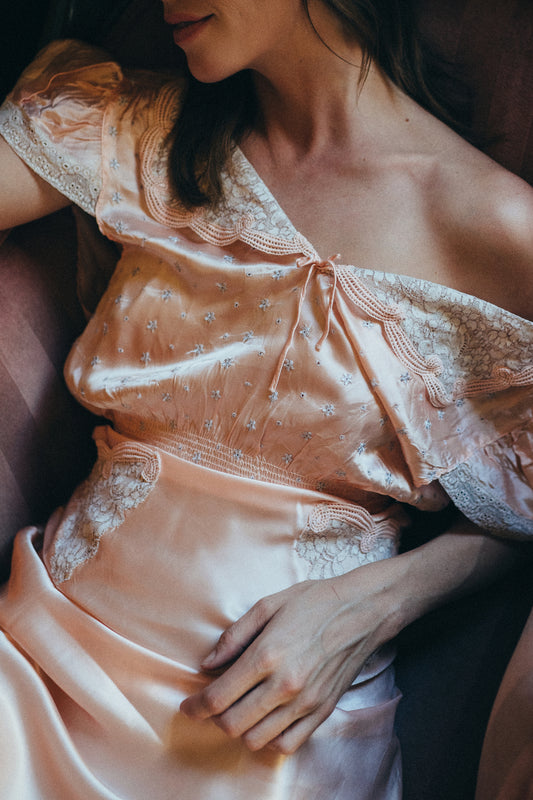 1930s Pink Blush Silk Satin Dress