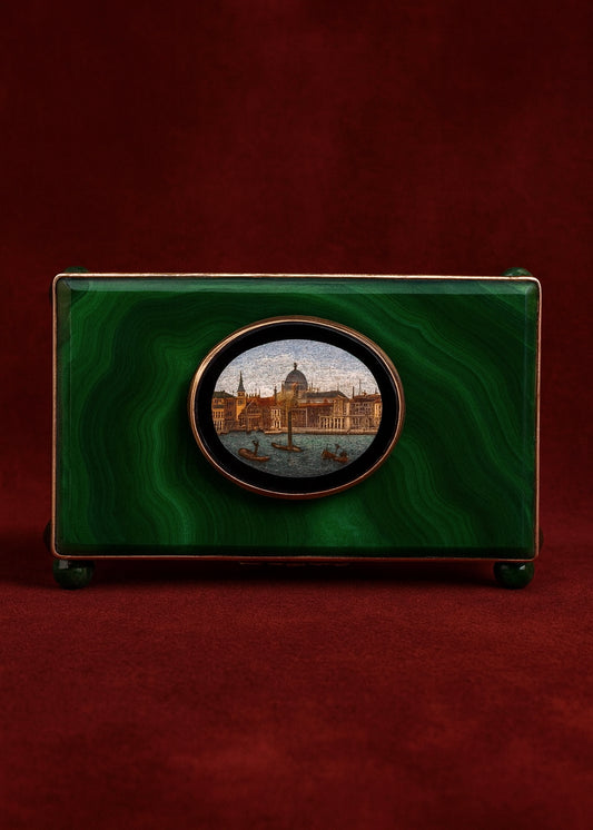 19th Century Malachite Box with Venetian Micromosaic Lid