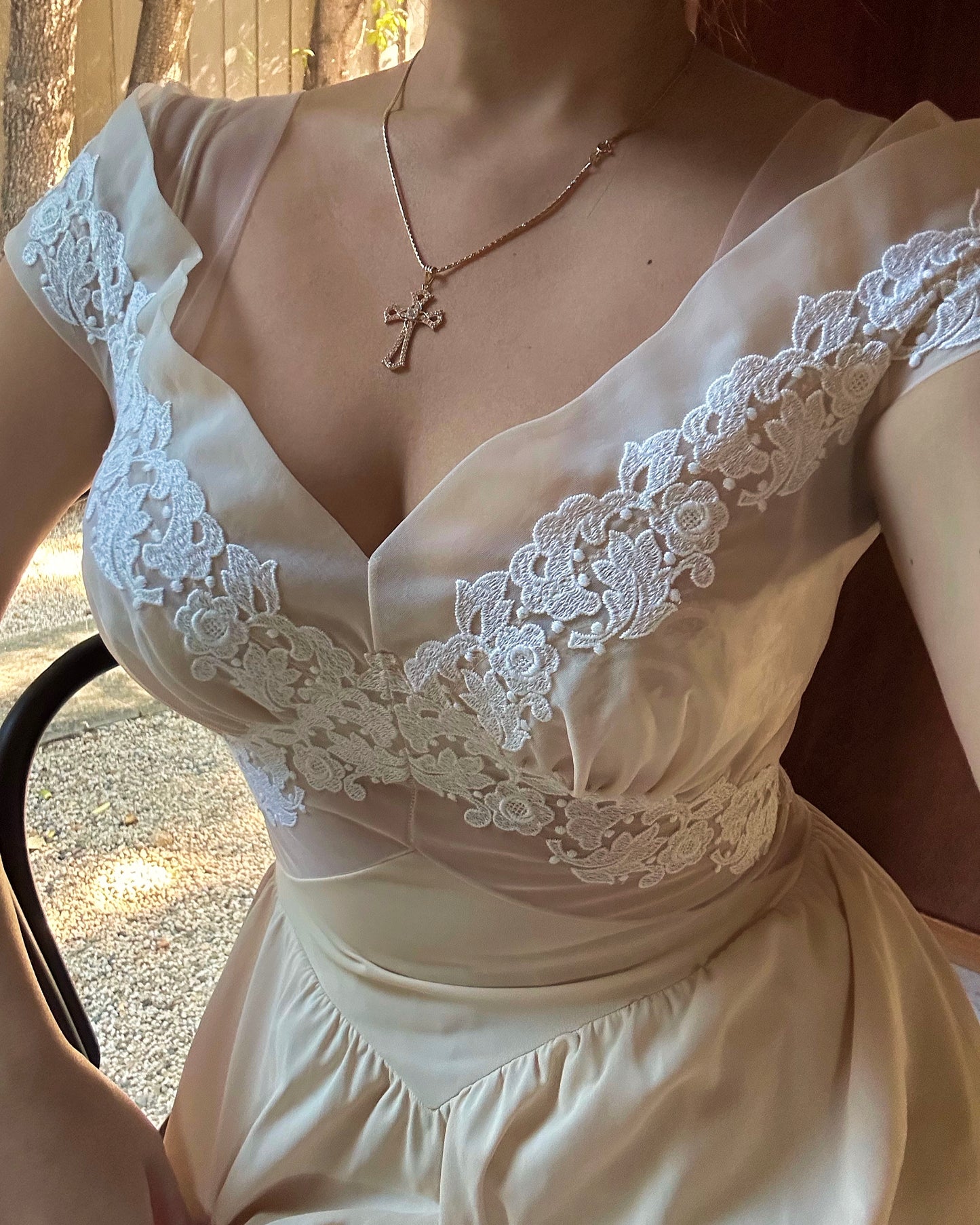 Vintage 1960s Beige Nude Lace Dress