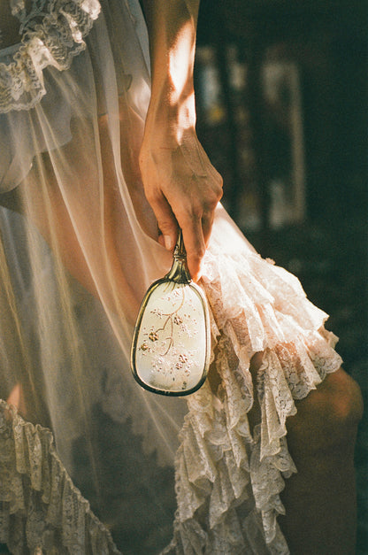 Vintage Beige Sheer Lace House Dress