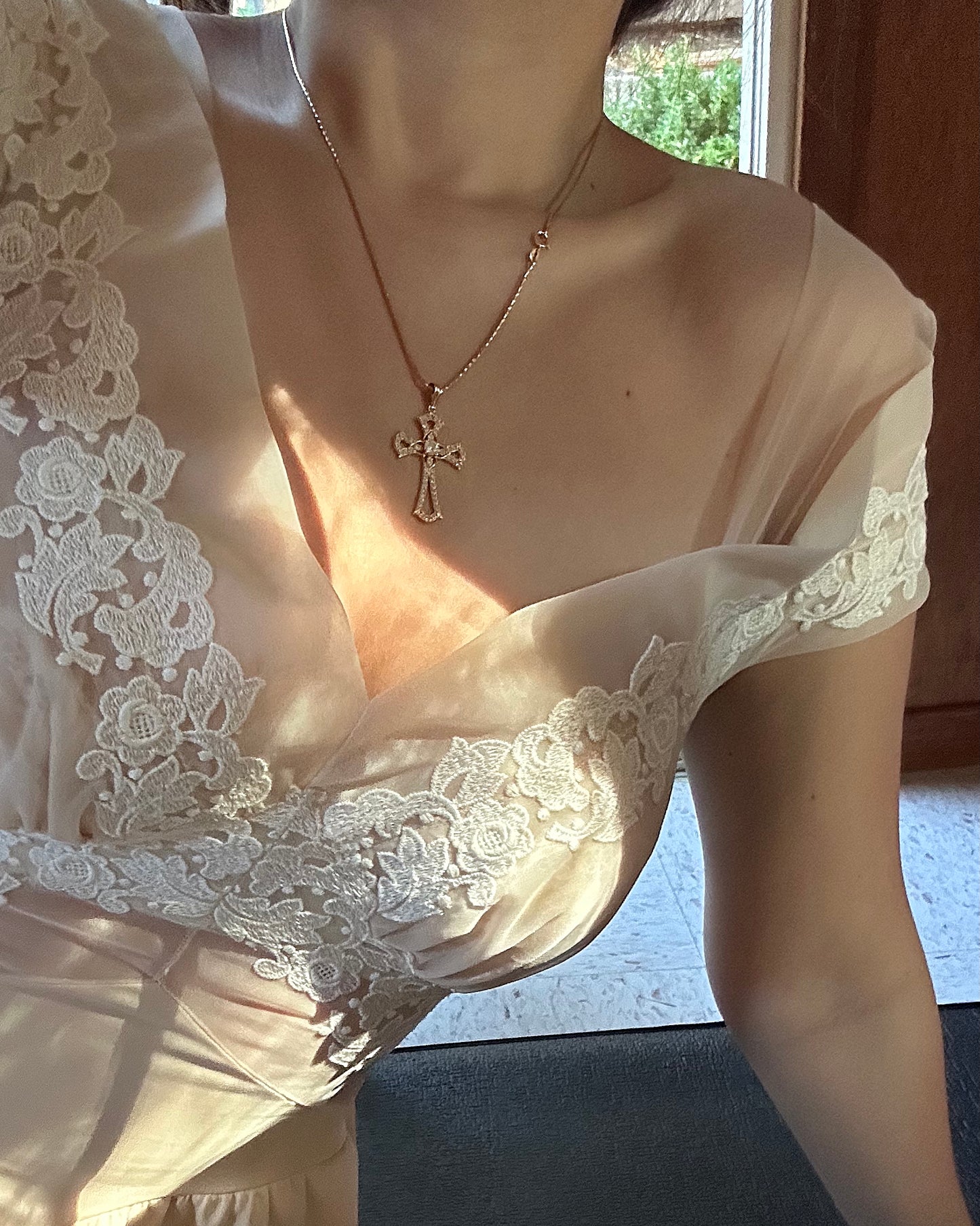 Vintage 1960s Beige Nude Lace Dress
