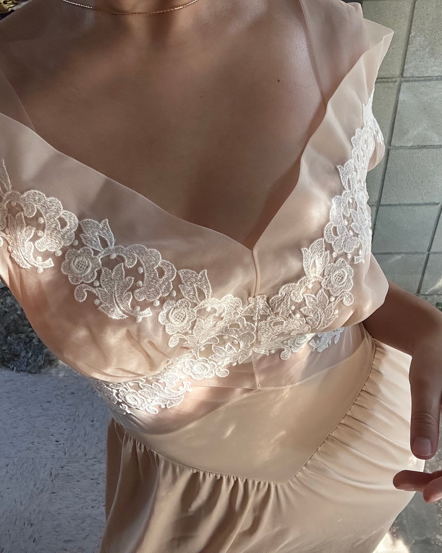Vintage 1960s Beige Nude Lace Dress