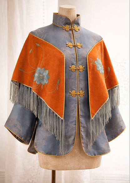 Antique Rare Silk Jacket with Embroidered Shawl Collar