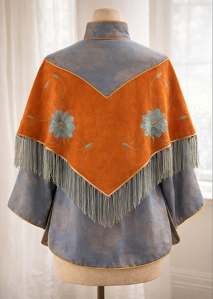 Antique Rare Silk Jacket with Embroidered Shawl Collar