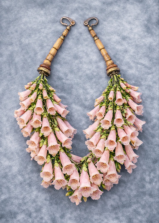 Vintage Blush Pink Foxglove Necklace