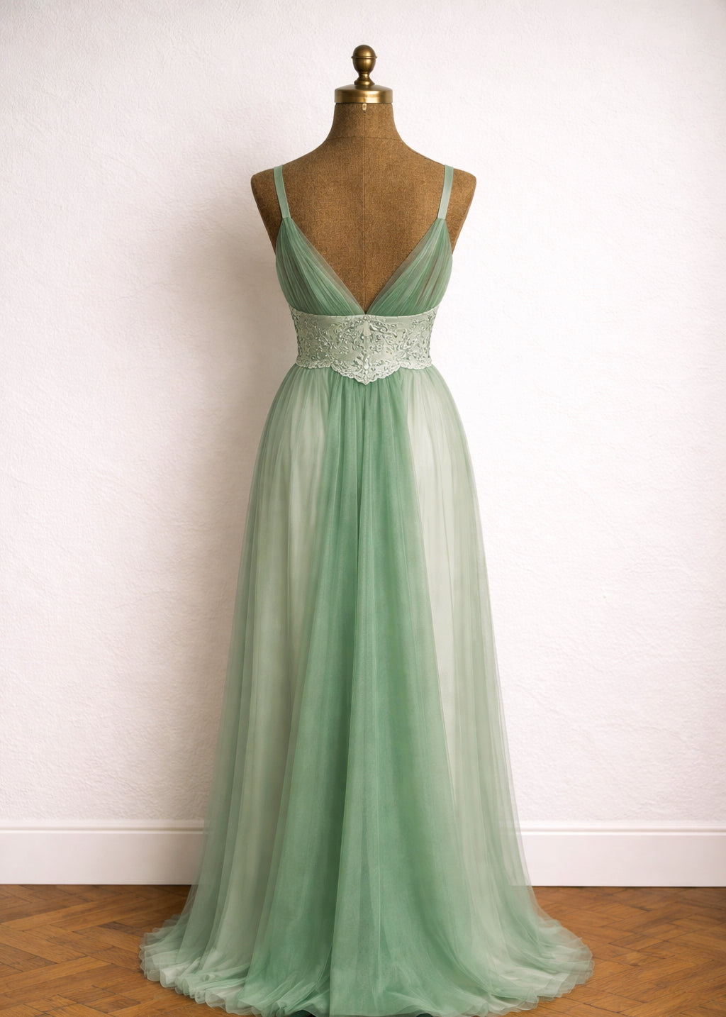 Vintage 1950s Mint Ombré Tulle Gown